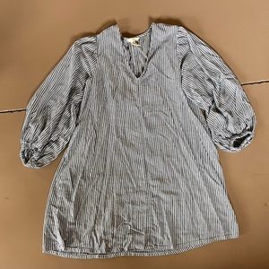 Baggy grey and whit striped long sleeve t shirt dress